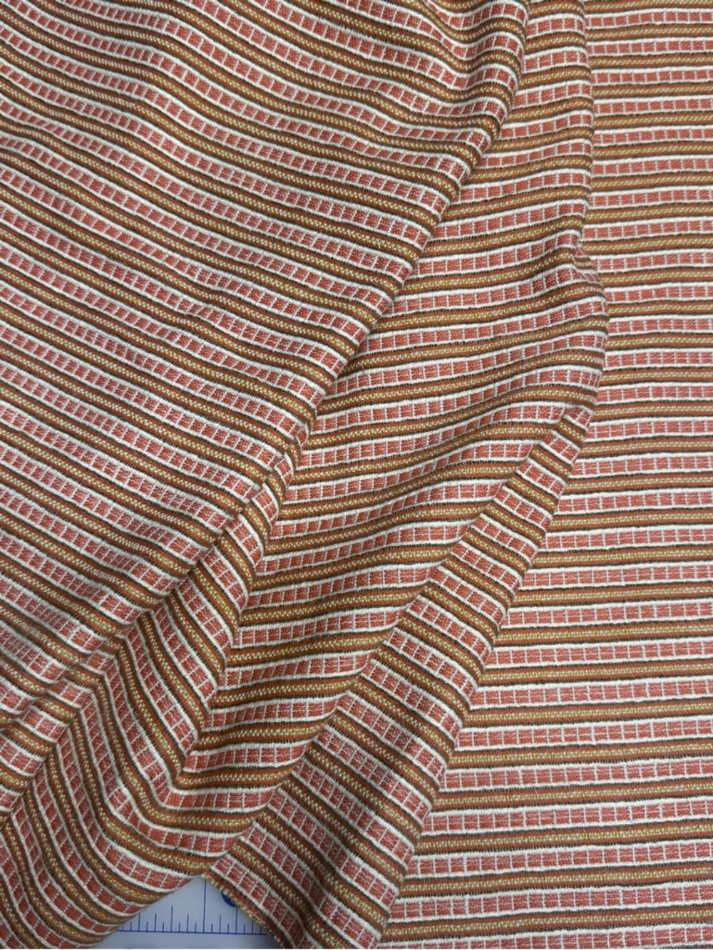 Fabric Scrap Remnant Red/Orange and Green